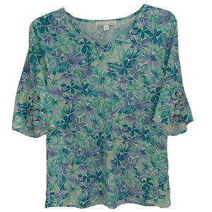 Juniper & Lime Top Pastel Blue Lavender 3/4 Sleeve Grommet  Size L